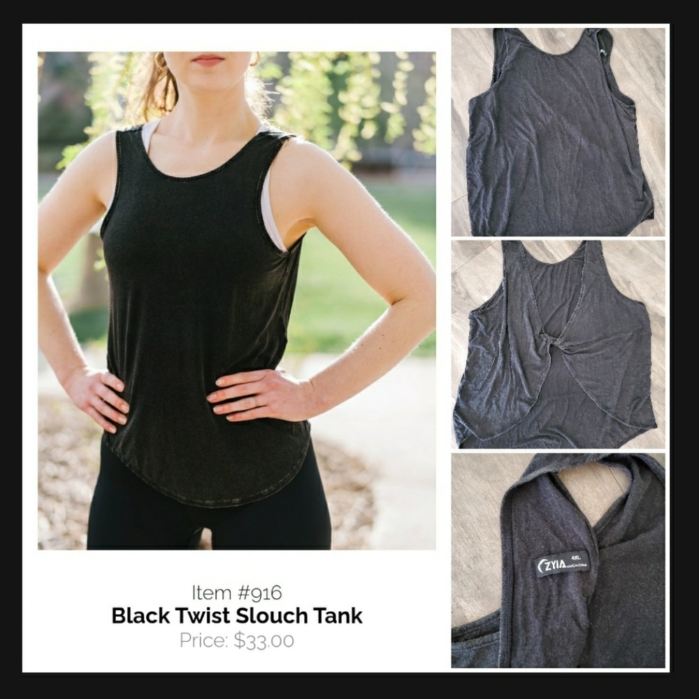 Zyia Black Twist Slouch Tank 4XL